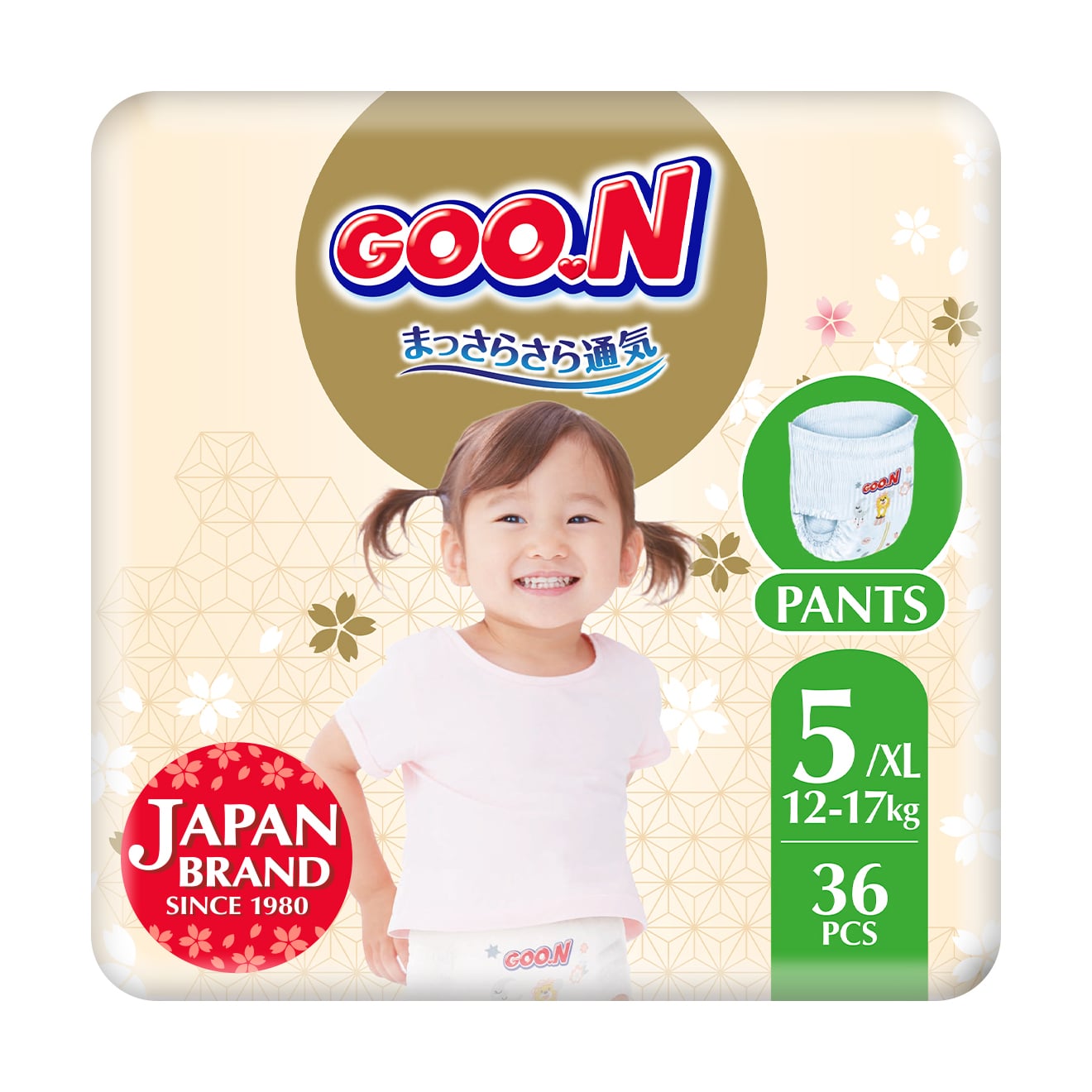 Трусики-підгузки Goo.N Premium Soft унісекс, розмір 5(XL) (для дітей 12-17 кг), 36 шт